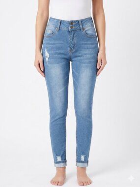 Pastel‎ Jeans Distressed Skinny High-Rise Cuffed Denim Jeans